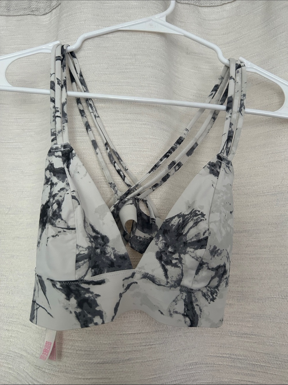 PINK Victoria's Secret Marble-Print Strappy Bralette - Gray & Black